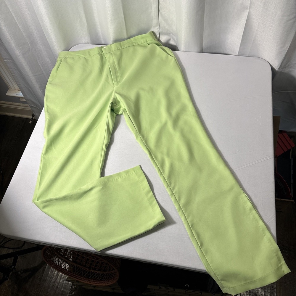 Steve Madden Spencer Split Hem‎ High Rise Flared Pant Neon Green Women Size XL